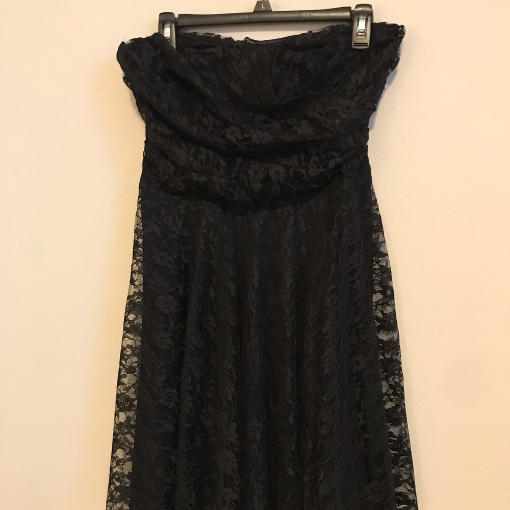 Express Black Floral Strapless Mini Dress